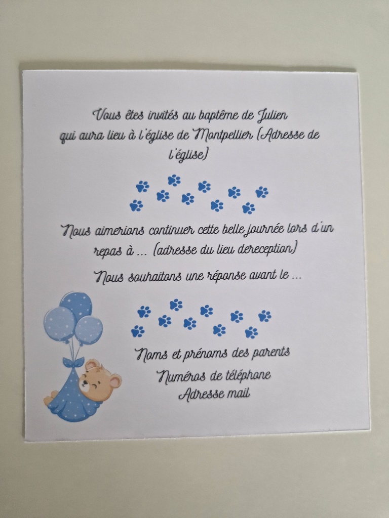 Faire-part Baptême