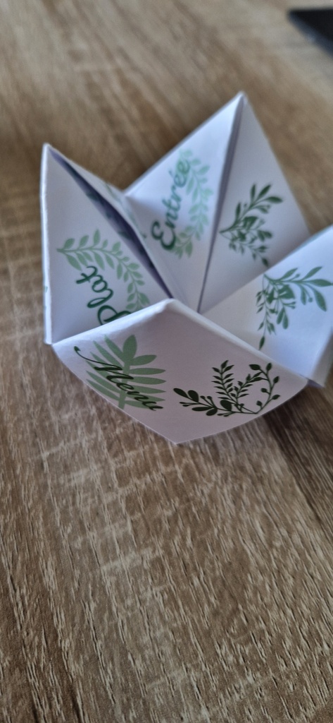 Menu en origami
