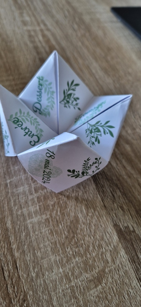 Menu en origami