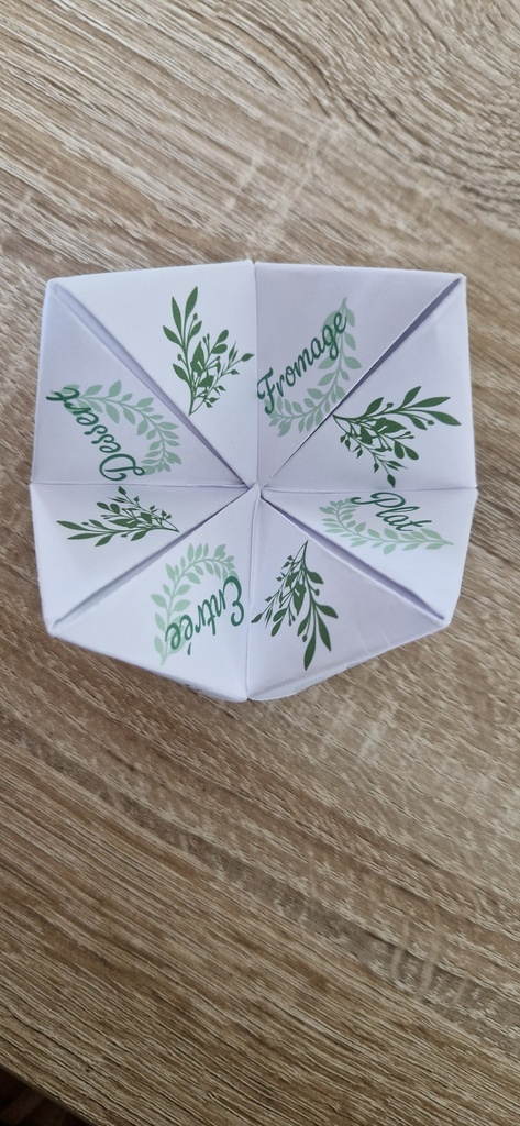 Menu en origami