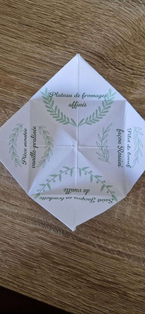 Menu en origami