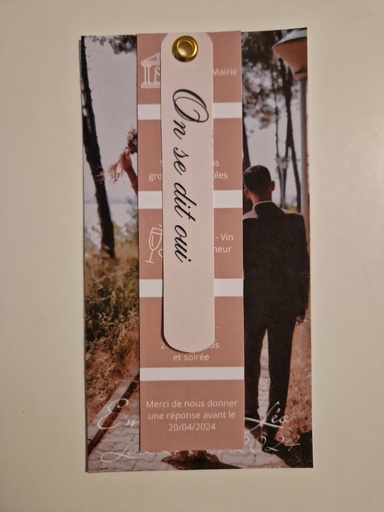 [Faire par de mariage avec photo et oeillet] Faire-part de mariage avec photo